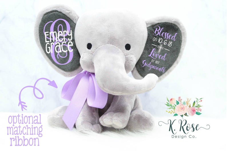 Personalized Stuffed Elephant